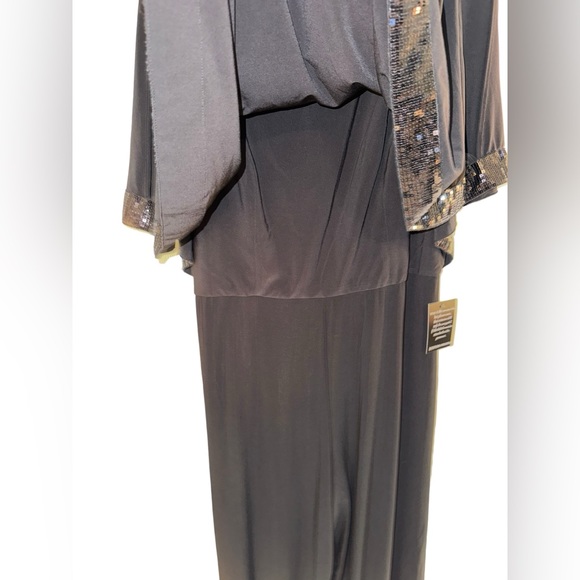 Women’s Boston Proper Black Jumpsuit With Attached Cape/Flutter Top With Sequins - Picture 7 of 14